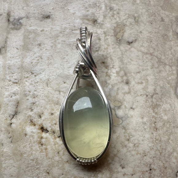 Sterling Silver Prehnite Necklace Pendant